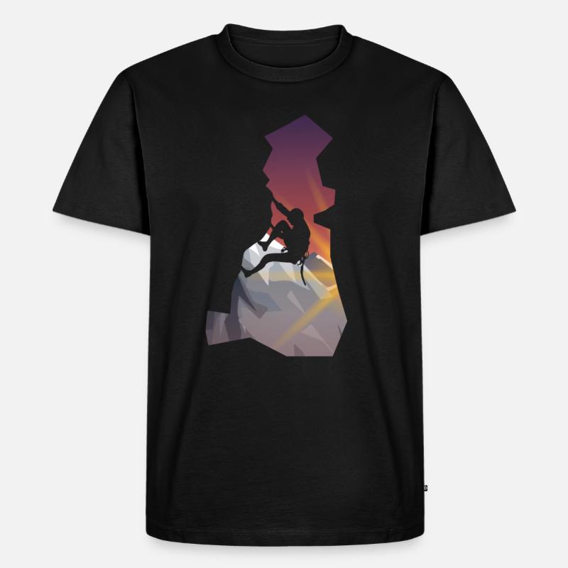 Klettern - Mann Silhouette - Männer Premium Bio T-Shirt - Schwarz