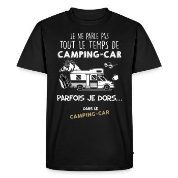 7 - camping-car humour sommeil.png - T-shirt Premium bio Homme - noir - Devant - Nico (187cm)