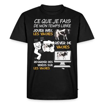 J'aime mes vaches humour métier éléveur bovin - T-shirt Premium bio Homme - noir - Devant - Nico (187cm)