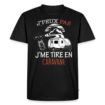 Camping, caravane, je me tire en caravane - T-shirt Premium bio Homme - noir - Devant - Nico (187cm)