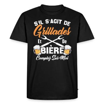 Cadeau Homme Drôle Barbecue Et Bière - T-shirt Premium bio Homme - noir - Devant - Nico (187cm)
