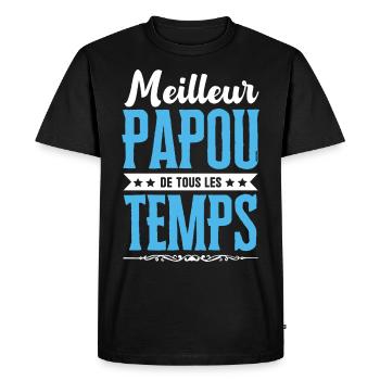 Meilleur Papou de tous les temps ! - T-shirt Premium bio Homme - noir - Devant - Nico (187cm)