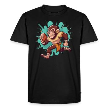 Super Bowl Monkey: Playful Football Design Print! - Men's Premium Organic T-Shirt - black - Front - Nico (187cm)