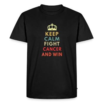 keep calm fight cancer and win - Men's Premium Organic T-Shirt - black - Front - Nico (187cm)