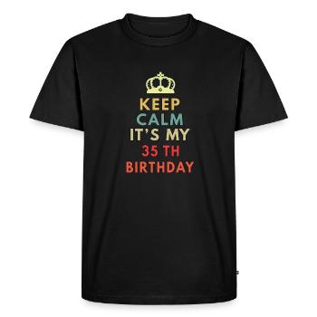 keep calm its my 35th birthday - Men's Premium Organic T-Shirt - black - Front - Nico (187cm)