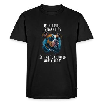 my pitbull is harmless quote dog items owner - Men's Premium Organic T-Shirt - black - Front - Nico (187cm)