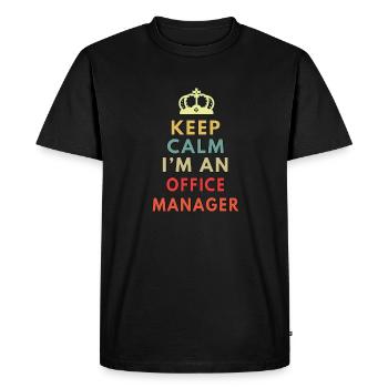 keep calm office manager - Men's Premium Organic T-Shirt - black - Front - Nico (187cm)