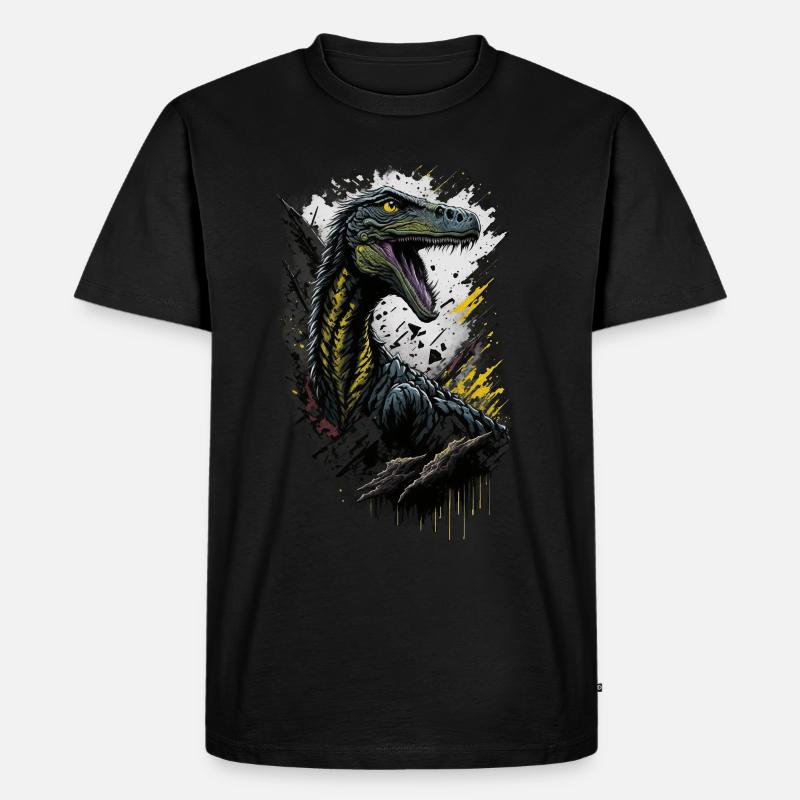 Velociraptor - Männer Premium Bio T-Shirt - Schwarz