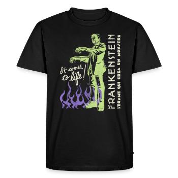 Universal Monsters Frankenstein It Comes To Life! - Men's Premium Organic T-Shirt - black - Front - Nico (187cm)