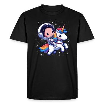 Astronaute et Licorne - T-shirt Premium bio Homme - noir - Devant - Nico (187cm)