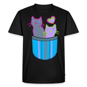 Sac Retro Chats Chats Enfants 80's - T-shirt Premium bio Homme - noir - Devant - Nico (187cm)
