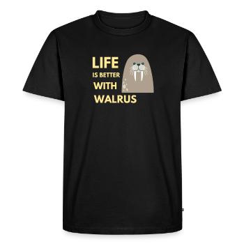 life is better with walrus - Men's Premium Organic T-Shirt - black - Front - Nico (187cm)