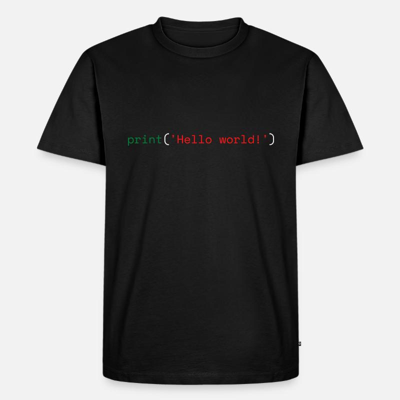 Python Hello World - Männer Premium Bio T-Shirt - Schwarz