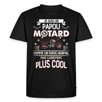 Papou motard, papa motard humour moto - T-shirt Premium bio Homme - noir - Devant - Nico (187cm)