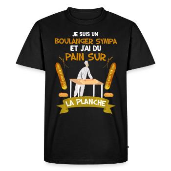 Pour mon Boulanger qui a du pain sur la planche - T-shirt Premium bio Homme - noir - Devant - Nico (187cm)