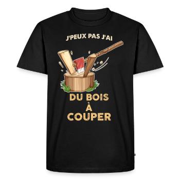 Je peux pas j'ai du bois à couper. - T-shirt Premium bio Homme - noir - Devant - Nico (187cm)