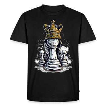 Le pion déguisé en roi - T-shirt Premium bio Homme - noir - Devant - Nico (187cm)