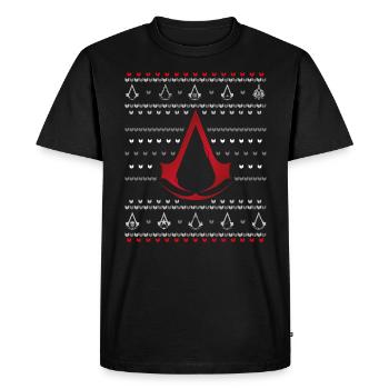 Assassin's Creed Ugly Christmas Design - T-shirt Premium bio Homme - noir - Devant - Nico (187cm)