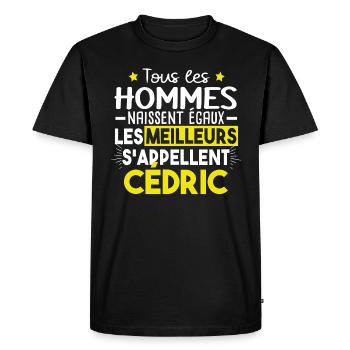 Cédric Prénom Homme Cadeau Humour - T-shirt Premium bio Homme - noir - Devant - Nico (187cm)