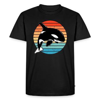 Orca Retro - Men's Premium Organic T-Shirt - black - Front - Nico (187cm)