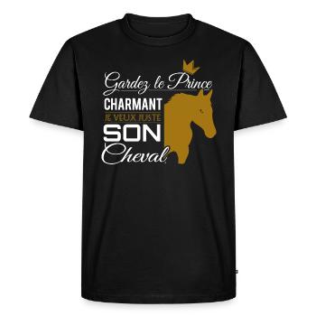 Horse Shirt • Prince Charming • Pony Gifts - Men's Premium Organic T-Shirt - black - Front - Nico (187cm)