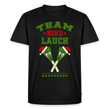 Team Nikolauch Lauch Père Noël Logo de Noël - T-shirt Premium bio Homme - noir - Devant - Nico (187cm)