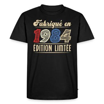 Fabriqué en 1984, Vintage cadeau d'anniversaire - T-shirt Premium bio Homme - noir - Devant - Nico (187cm)