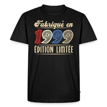 Fabriqué en 1999, Vintage cadeau d'anniversaire - T-shirt Premium bio Homme - noir - Devant - Nico (187cm)