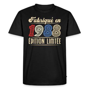 Fabriqué en 1988, Vintage cadeau d'anniversaire - T-shirt Premium bio Homme - noir - Devant - Nico (187cm)