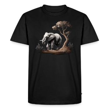 Eléphant Afrique Asie Animal - T-shirt Premium bio Homme - noir - Devant - Nico (187cm)