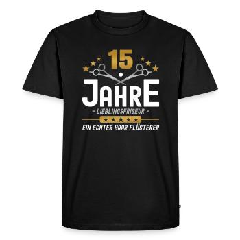 15 Jahre Jubiläum Friseur - Männer Premium Bio T-Shirt - Schwarz - Vorne - Nico (187cm)