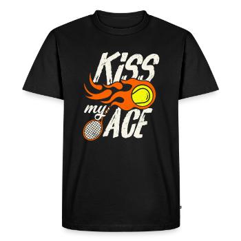 "Kiss my Ace" tennis humor gift - Men's Premium Organic T-Shirt - black - Front - Nico (187cm)