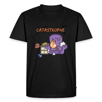 Cat catastrophe - T-shirt Premium bio Homme - noir - Devant - Nico (187cm)
