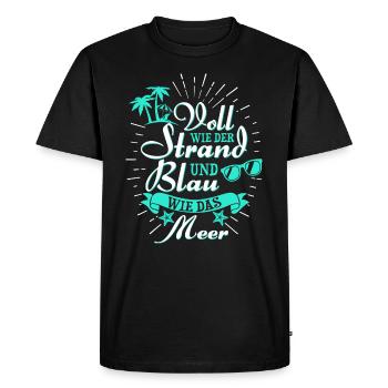 Plein comme la plage et bleu comme la mer - T-shirt Premium bio Homme - noir - Devant - Nico (187cm)