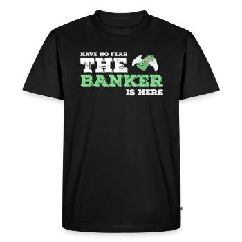 Banque Banker Banker Banker Bank Idée cadeau - T-shirt Premium bio Homme - noir - Devant - Nico (187cm)