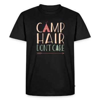 Funny Camp Hair Do not Care - Men's Premium Organic T-Shirt - black - Front - Nico (187cm)