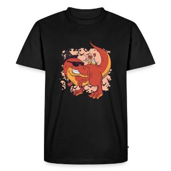 pug on dinosaur halloween - Men's Premium Organic T-Shirt - black - Front - Nico (187cm)