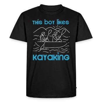 Un garçon aime le kayak Sports nautiques Le kayak - T-shirt Premium bio Homme - noir - Devant - Nico (187cm)