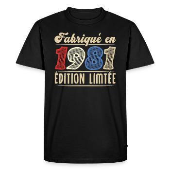 Fabriqué en 1981, Vintage cadeau d'anniversaire - T-shirt Premium bio Homme - noir - Devant - Nico (187cm)