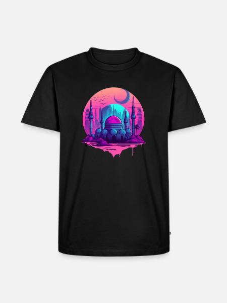 Arabian Cybernights Mosque - Männer Premium Bio T-Shirt - Schwarz