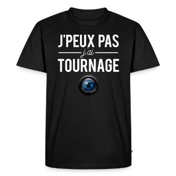 J'Peux Pas J'ai Tournage Blague Vidéaste Humour - T-shirt Premium bio Homme - noir - Devant - Nico (187cm)