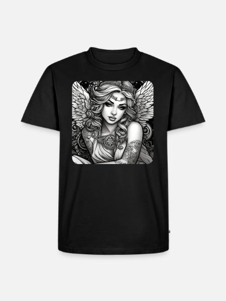 Süßer Engel mit Tattoos - Männer Premium Bio T-Shirt - Schwarz