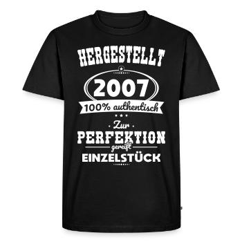 18ème anniversaire - Fabriqué en 2007 - Pièce unique - T-shirt Premium bio Homme - noir - Devant - Nico (187cm)