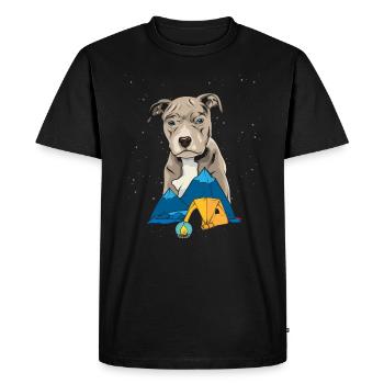 Pit Bull Terrier Pitbull Camping Camping Gift - Men's Premium Organic T-Shirt - black - Front - Nico (187cm)