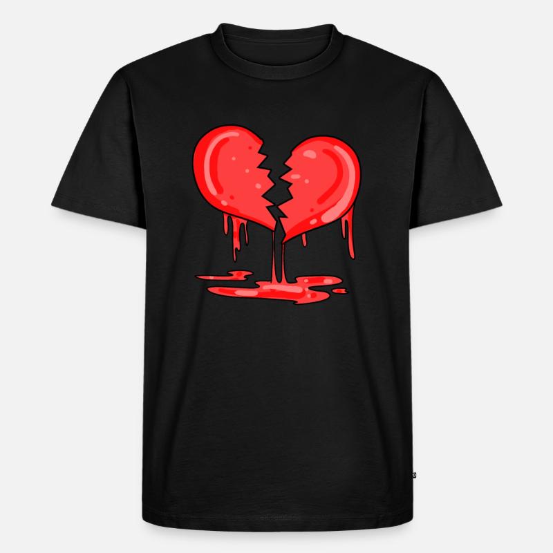 Gebrochenes Herz - Männer Premium Bio T-Shirt - Schwarz