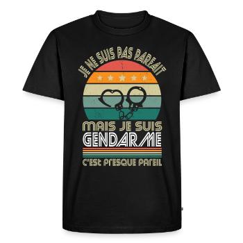 Je ne suis pas parfait mais je suis gendarme - T-shirt Premium bio Homme - noir - Devant - Nico (187cm)