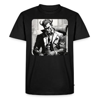 Diable élégant avec costume et cravate - T-shirt Premium bio Homme - noir - Devant - Nico (187cm)
