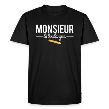 Monsieur le boulanger meilleur boulanger humour - T-shirt Premium bio Homme - noir - Devant - Nico (187cm)