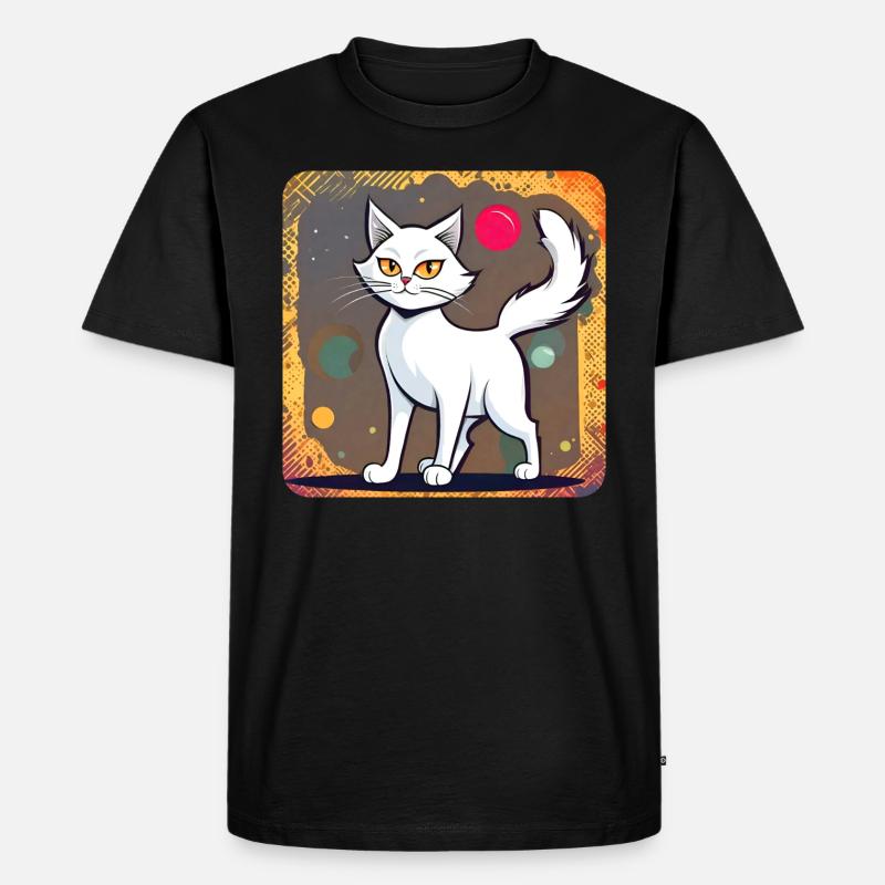 Stolze weiße Katze - Männer Premium Bio T-Shirt - Schwarz