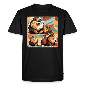 Marmottes mignonnes - T-shirt Premium bio Homme - noir - Devant - Nico (187cm)